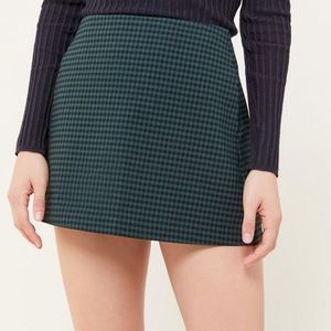 Black and Dark Green Checkered Mini Skirt